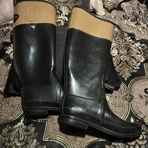 HUNTER Regent Carlyle Two Tone Riding Boots BLACK-CAMEL / SIZE 8 - Picture 4 of 8